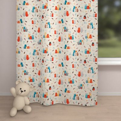 Biante Dětský bavlněný závěs Sandra SA-655 Kočičí svět modro-červený na krémovém 150x200 cm – Zboží Dáma