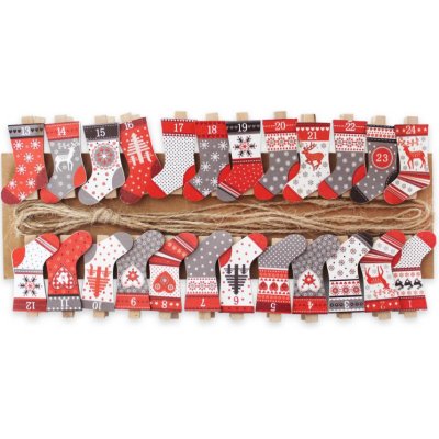 Adventní kolíčky s čísly - vánoční punčochy - 24ks – Zboží Mobilmania