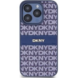 DKNY PU Leather Repeat Pattern Tonal Stripe pro iPhone 15 Pro Blue