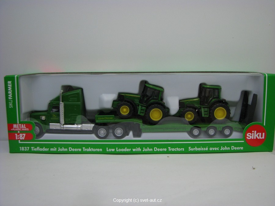 Siku John Deere Farmer 1837 Tahač s podvalníkem a traktory 1:87