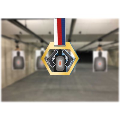 Akrylátová medaile Střelba krátké zbraně Zlatá – Zboží Dáma