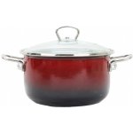 BELIS Smaltovaný hrnec se skleněnou poklicí 24 cm 5.5 l PREMIUM OMBRÉ červený 71924-033A0DN3 – Zboží Dáma