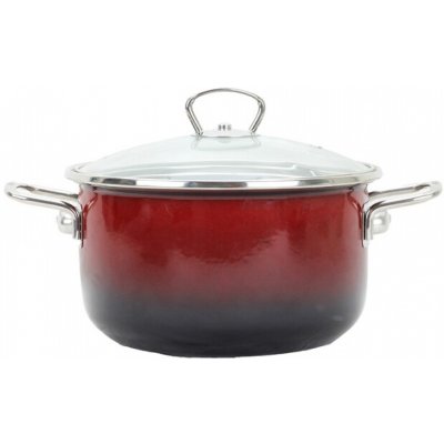 BELIS Smaltovaný hrnec se skleněnou poklicí 24 cm 5.5 l PREMIUM OMBRÉ červený 71924-033A0DN3 – Zboží Dáma