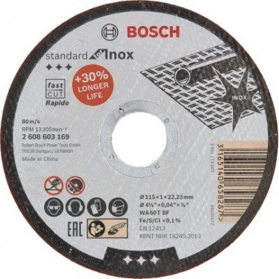 Řezný kotouč 115x1,0x22.23 mm na nerez STANDARD FOR INOX RAPIDO BOSCH - 2608603169 – Zboží Mobilmania