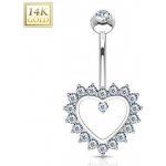 Šperky4U zlatý piercing do pupíku srdíčko ZL01077-WG – Sleviste.cz