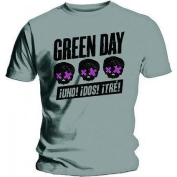 Green Day tričko hree Heads Better Than One Šedá