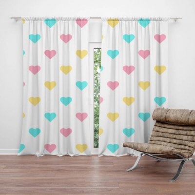 Sablio Závěs Tříbarevná srdíčka: 2ks 140x250cm – Hledejceny.cz