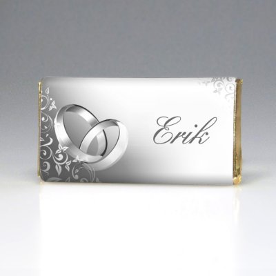 Svatební jmenovka - čokoláda STŘÍBRNÉ PRSTENY (1 ks) – Hledejceny.cz
