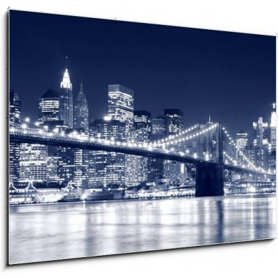 Skleněný obraz 1D - 100 x 70 cm - Brooklyn Bridge and Manhattan skyline At Night, New York City Brooklynský most a Manhattan skyline V noci, New York City – Zboží Mobilmania