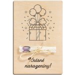 Dřevěná dárková karta na peníze - Krásné narozeniny – Zboží Dáma