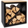 Dřevník Blumfeldt Firebowl Kindlewood S Black, stojan na dřevo, lavička, 57 x 56 x 36 cm, bambus, zinek