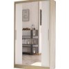 Šatní skříň Kapol Costa II 100 cm s posuvnými dveřmi s děleným zrcadlem Stěny bílá / dub