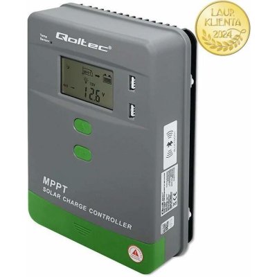 Qoltec 53662 MPPT solární regulátor 30A Ovládání přes Bluetooth aplikaci v mobilu 12V 24V LCD 2 x USB AGM GEL LiFePO₄ – Zboží Mobilmania