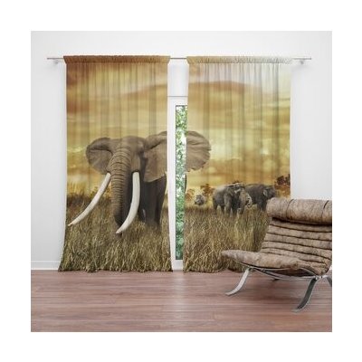 Sablio Závěs Slon Africký: 2ks 140x250cm – Zboží Mobilmania