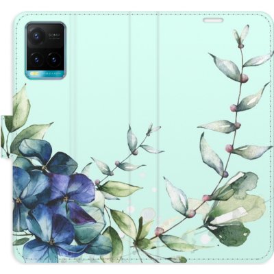 Pouzdro iSaprio Flip s kapsičkami na karty - Blue Flowers Vivo Y21 / Y21s / Y33s