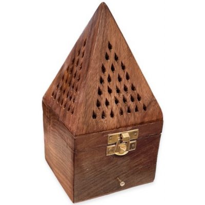 Mani Bhadra Stojánek na vonné kužely Pyramida s šuplíčkem Dřevo Sheesham 16 x 9 cm – Sleviste.cz
