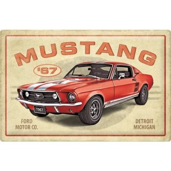 Postershop Plechová cedule: Ford Mustang GT 1967 Red - 60x40 cm