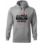 Já se pekla nebojím jsem učitel mikina Cape s kapucí Tmavě šedý melír – Hledejceny.cz