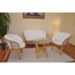 Ratanová sedací souprava Bahama medová velká polstr bílý MAXI – Zboží Mobilmania