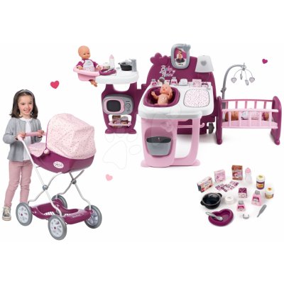 Smoby Set domček pre bábiku Violette Baby Nurse Large Doll's Play Center a kočík hlboký veľký Violette pre 42 cm bábiku SM220349-31 – Zboží Mobilmania