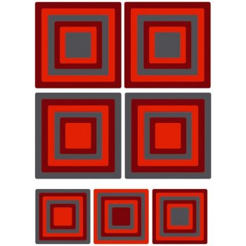 Dimex ST1 020 Samolepicí dekorace na zeď Červené čtverce Red Squares rozměry 50 x 70 cm