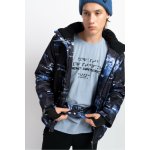 Reporter Young bunda s potiskem s fleecovou podšívkou a sněhovým pasem černá – Zboží Dáma