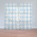 Sablio Záclony Bílomodré kosočtverce: 2ks 150x250cm – Hledejceny.cz
