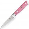 Kuchyňský nůž Dellinger Nůž loupací Petty 95 mm Pink Stone Tsuchime Damascus