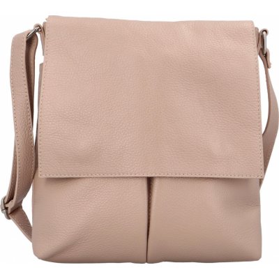 Stylová dámská kožená crossbody taška Carlon světle růžová