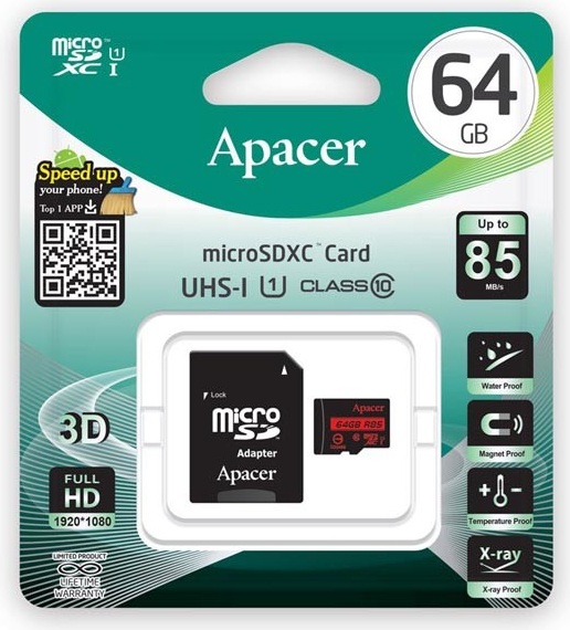 APACER mcroSDXC64GB UHS-I U1 AP64GMCSX10U1-R