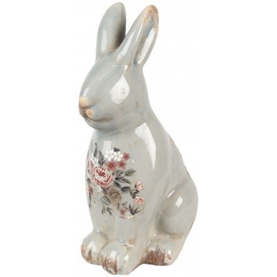 Zelená keramická dekorace králík s květy Floria L 16*12*27 cm – Hledejceny.cz