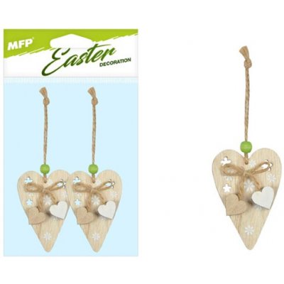 UNIPAP závěs Srdíčka dřevo 2ks/8cm natur 2221619 271235 – Hledejceny.cz
