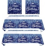 Sada narozeninového nádobí GHKJOK s třpytivým designem, elegantní modrý ubrus a ubrousky s nápisem – Zboží Mobilmania