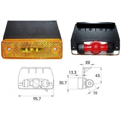 Svítilna poziční boční 12v/0,8w 95,7x58x41 led oranžová s držákem 40157231_A, , , – Hledejceny.cz