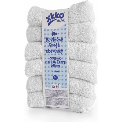 XKKO BIO bavlněné froté ubrousky Organic 21x21 Bílé 6ks – Sleviste.cz