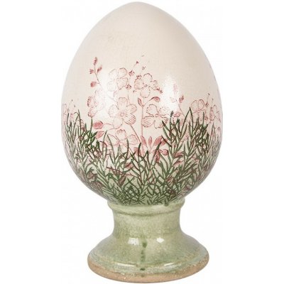 Clayre & Eef Béžové antik keramické vajíčko s květy Rustic Flower L - Ø 15*24 cm – Hledejceny.cz