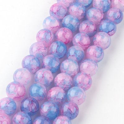 Praskané korálky - modro fialové - ∅ 8 mm - 10 ks