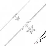 Šperky eshop Stříbrný náramek na nohu hvězdička se zirkony lesklé kuličky hranatý řetízek AA03.27 – Zboží Dáma