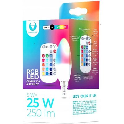 Forever LED žárovka E14 C37 RGB 5W s dálkovým ovládáním bílá – Zboží Živě