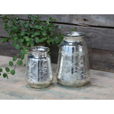 Stříbrná antik skleněná dekorační váza Silb - Ø 11*15cm - Chic Antique – Hledejceny.cz