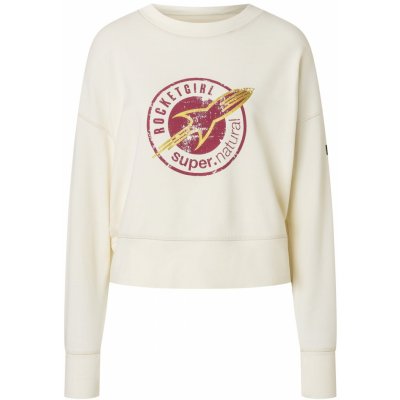 sn super.natural dámská merino mikina ROCKET260 CREWNECK sn Fresh White/Sangria/Gold