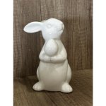 Dekorace Zajíc s vajíčkem glazovaný bílý 16cm – Sleviste.cz