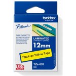 Brother TZE-631, černý tisk žlutý podklad 8 m x 12 mm – Zboží Dáma