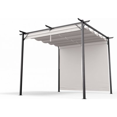 Blumfeldt Pantheon Wall Pergola, nástěnná pergola, 3 x 3 m práškově lakovaná ocel, odolná vůči povětrnostním vlivům Krémová – Hledejceny.cz