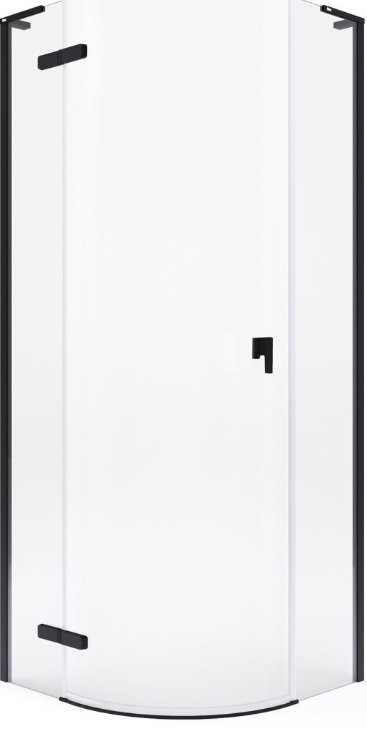 Roca Metropolis-N sprchový kout 90x90 cm půlkulatá černá matný/průhledné sklo AMP1009016M