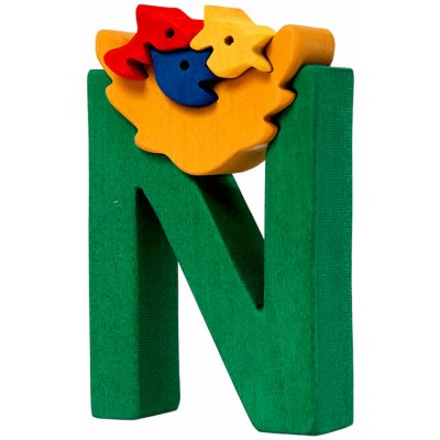Fauna vkládací puzzle z masivu abeceda písmenko N hnízdo – Zboží Mobilmania