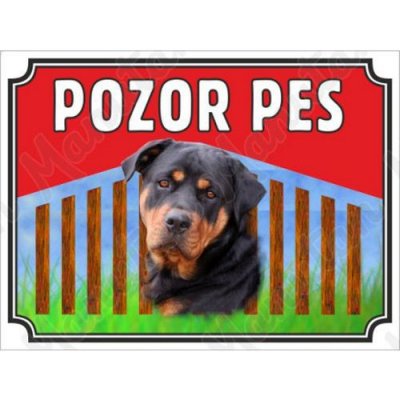 Pozor pes - Rotvajler, plast 210 x 148 x 2 mm A5 – Zbozi.Blesk.cz