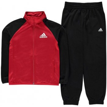 Adidas Tiberio Tracksuit Junior Boys Black Red Wht