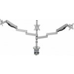 Polohovatelný držák pro 3 monitory, 2-9KG, svorka a průchodka stolu, 17"-30", USB HUB, 75x75/100x100, šedý – Sleviste.cz