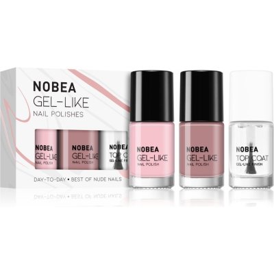 NOBEA Day-to-Day Top coat vrchní ochranný lak na nehty s leskem 6 ml + Base Shade #N01 lak na nehty 6 ml + Light Mauve #N21 lak na nehty 6 ml – Zbozi.Blesk.cz